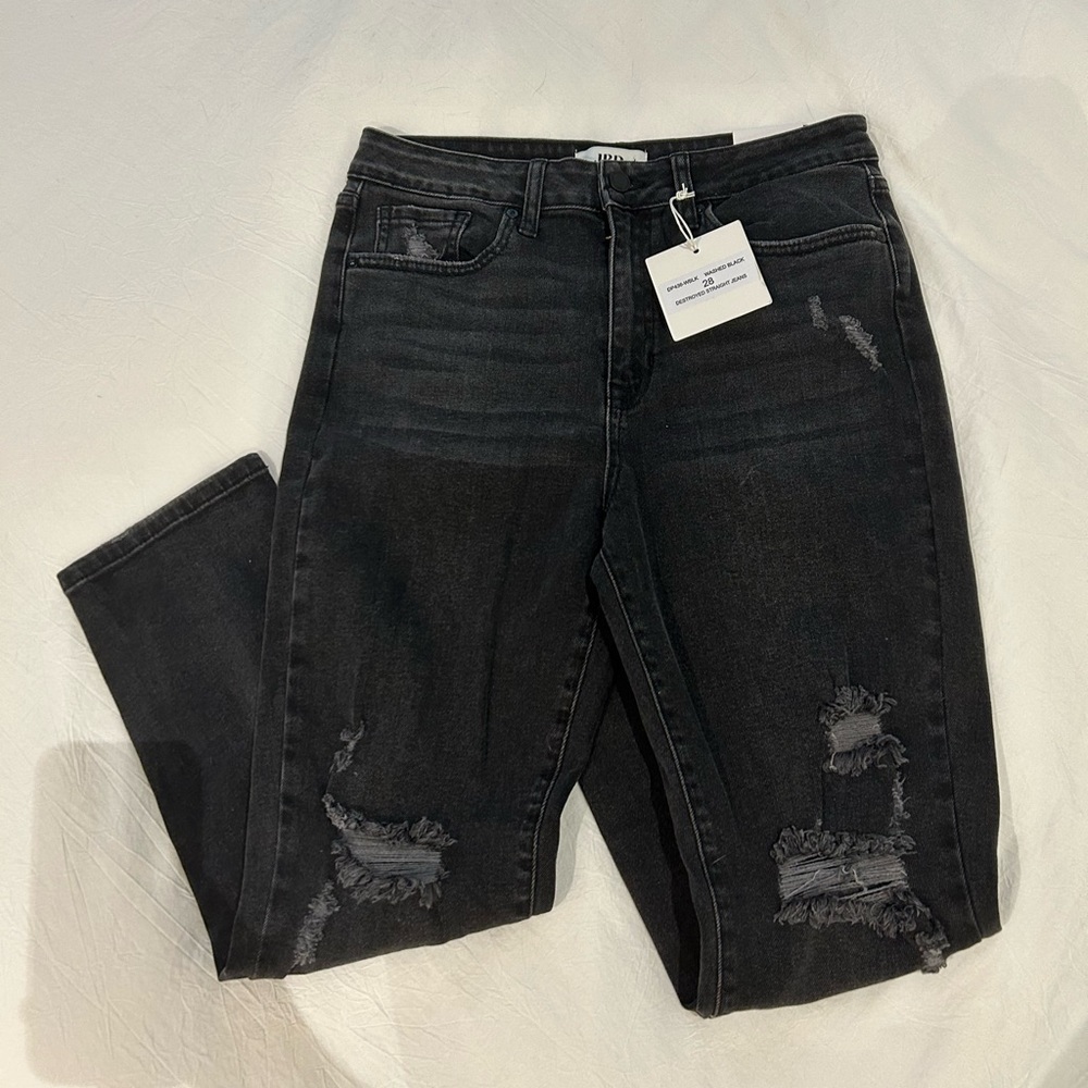 NWT Washed Black Straight Jeans